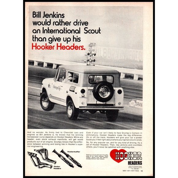 1971 International Scout SUV Hooker Headers Vintage Print Ad Jenkins Wall Art - Picture 1 of 1